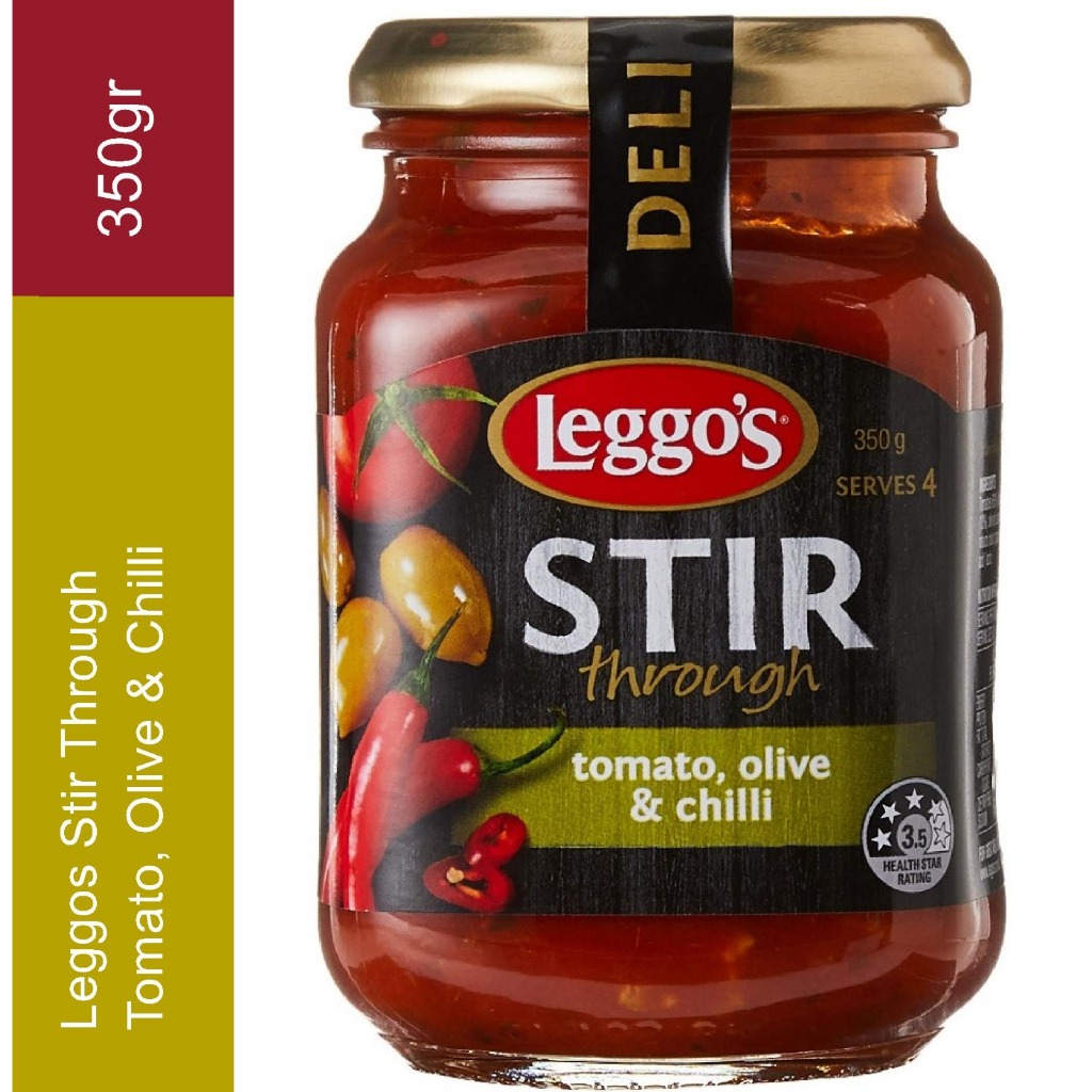 

Leggos Stir Through Tomato, Olive & Chilli 350 gr 350gr Leggo's Stir Import Australia Promo Saus Impor Murah