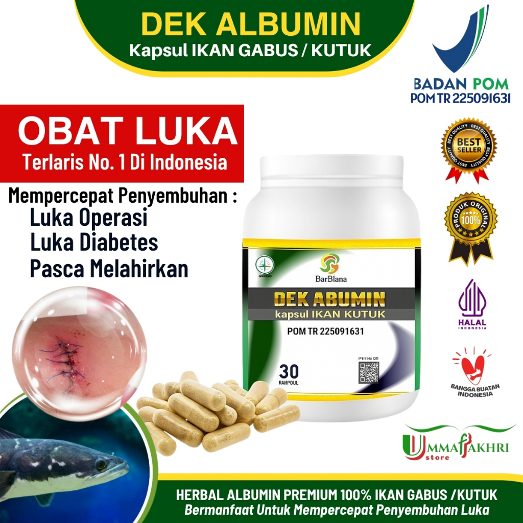 Kapsul Kutuk Premium Albumin Terlaris - Obat Luka Diabetes / Pasca Oprasi Melahirkan Cepat Kering
