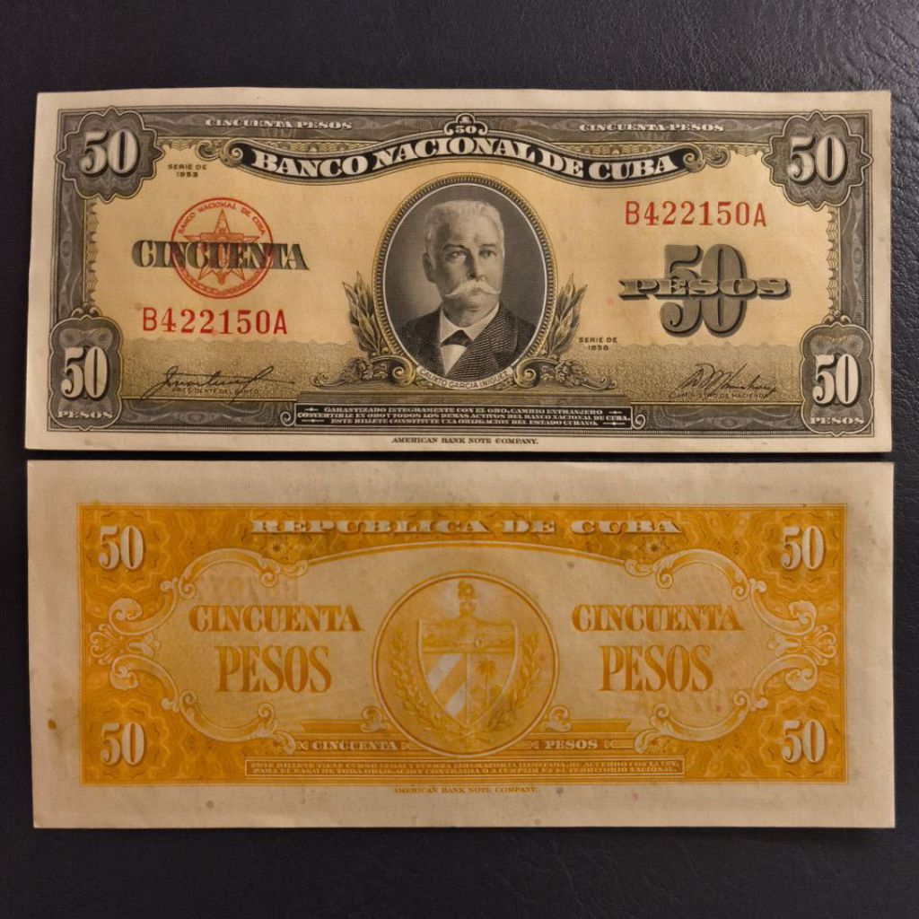 Uang Asing Cuba Pecahan 50 Pesos Tahun 1958
