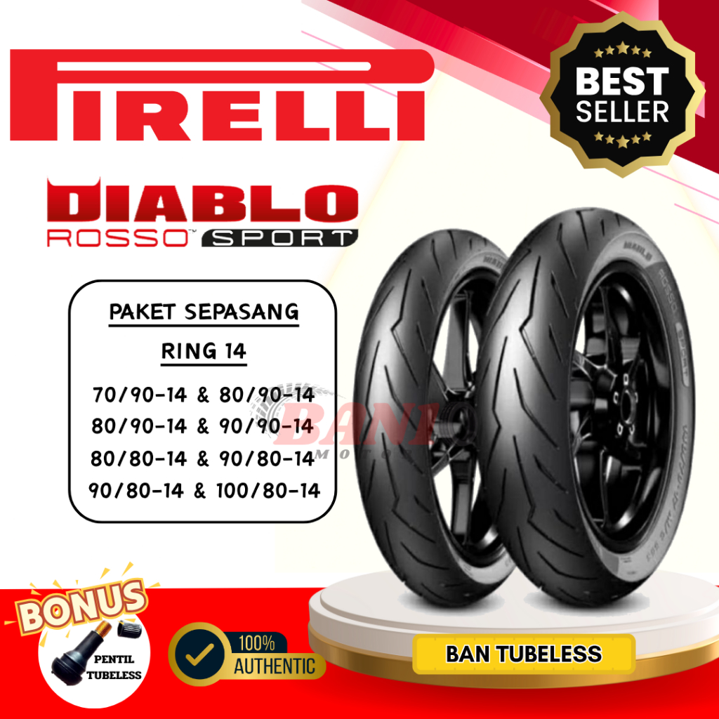 [ PAKET SEPASANG ] BAN PIRELLI DIABLO ROSSO SPORT RING 14 DRS BEAT VARIO MIO SCOOPY FINO