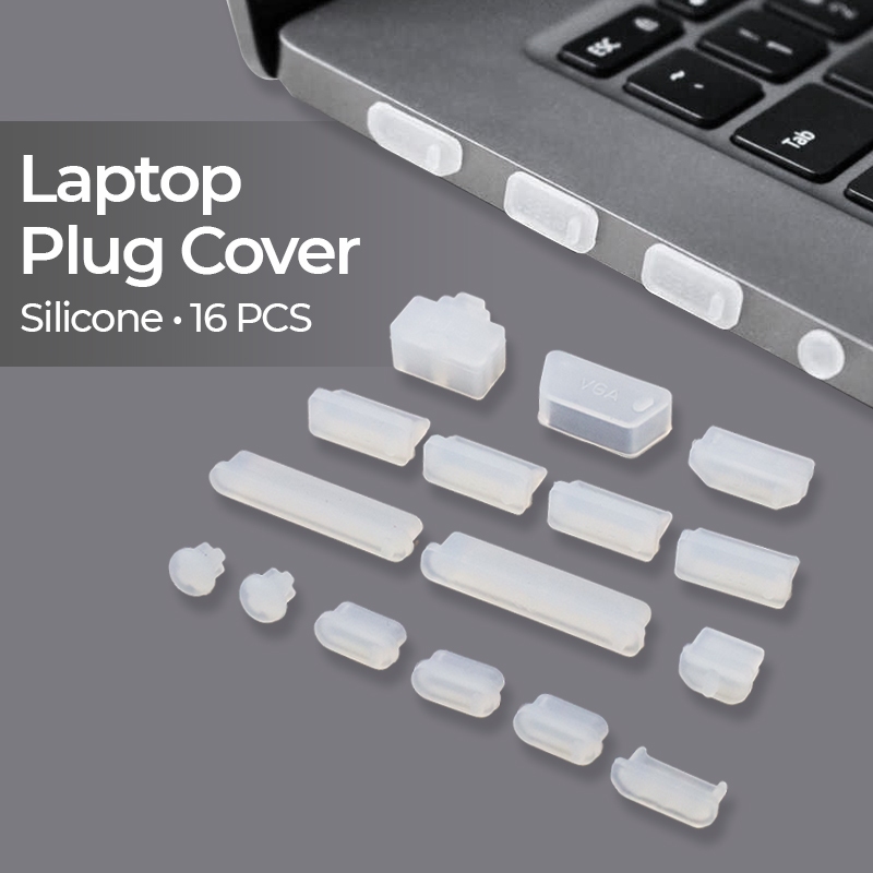 PROMO LAPTOP DUST PLUG COVER USB HDMI VGA AUX SILICONE 16 PCS A2 TRANSPARENT TERMURAH