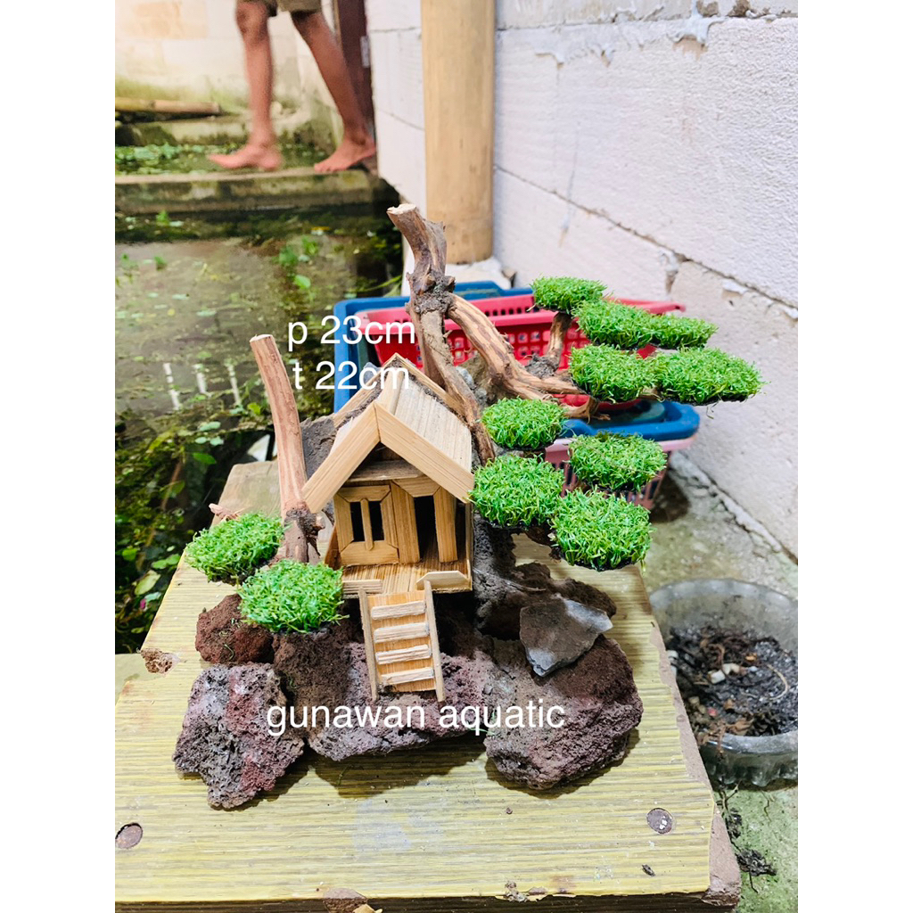 bonsai daun sintetis/moss sintetis aquascape