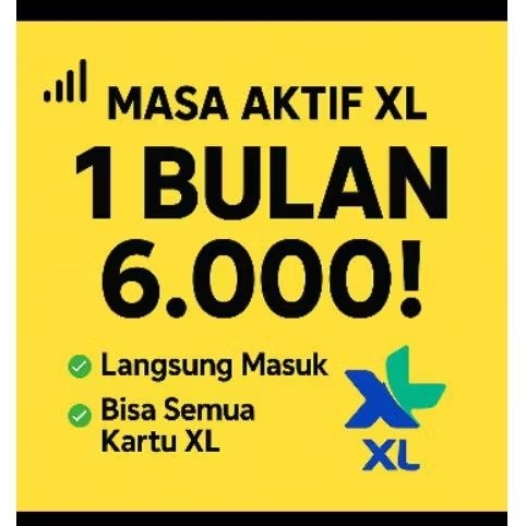 jual masa aktif kartu xl 1 bulan cuma 6 ribu