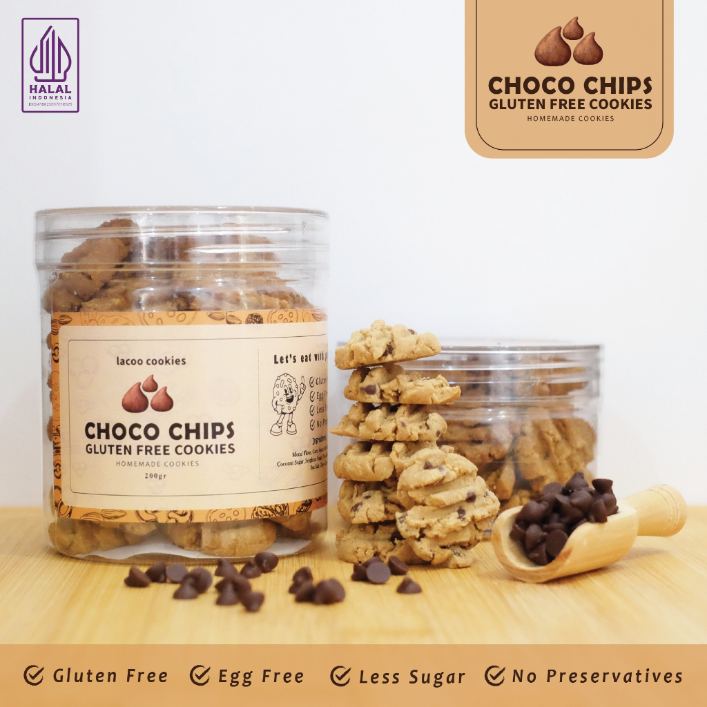 

Choco Chips Cookies 200gr - Gluten Free Cookies - Egg Free - Lacoo Cookies