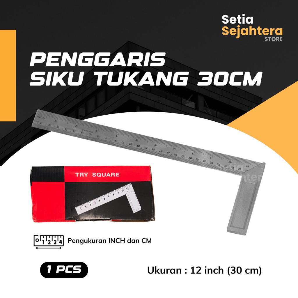 

Penggaris Siku Tukang L 12 inch Stainless Steel 30 cm - 1 pcs