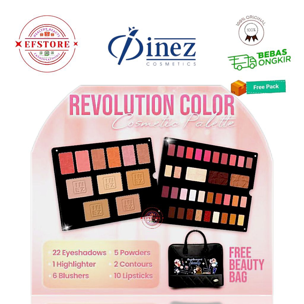 INEZ Palette Cosmetics With Luxury Pack Free Bag | INEZ Palet Lengkap FREE Tas 100% ORIGINAL