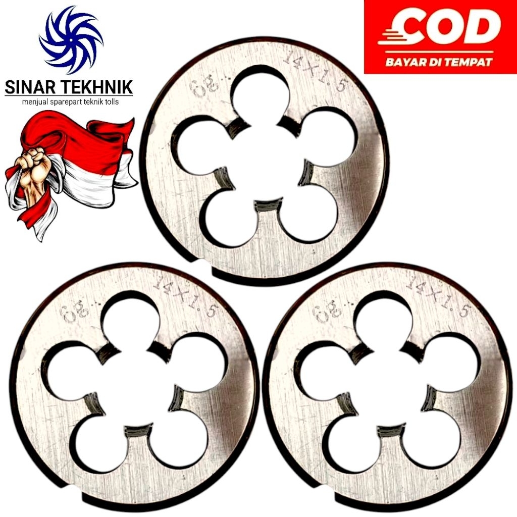Round Dies Senay Senai M14 x 1.5 Untuk Membuat Drat Luar Baut 19 HSS