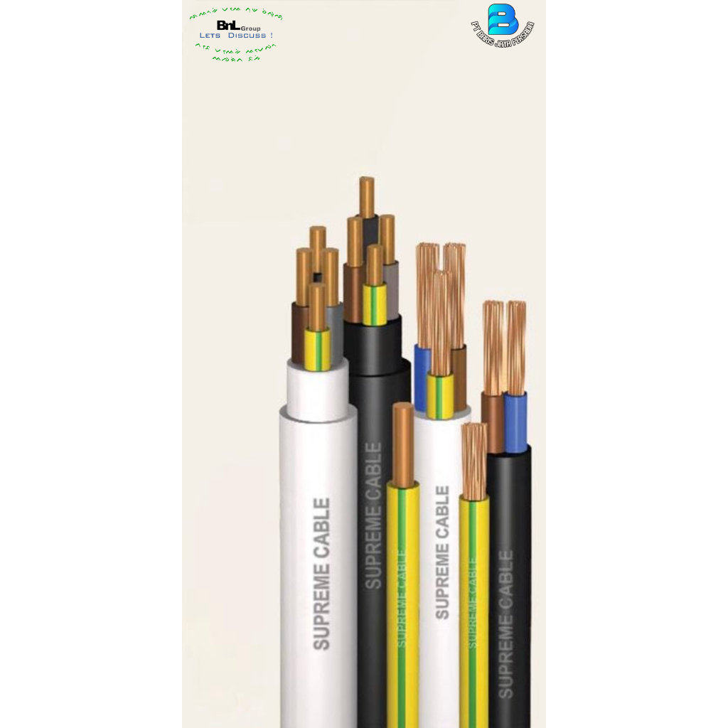 KABEL SUPREME NYYHY 2  x  6 mm SERABUT HITAM & PUTIH  2  x  6 mm (meteran)