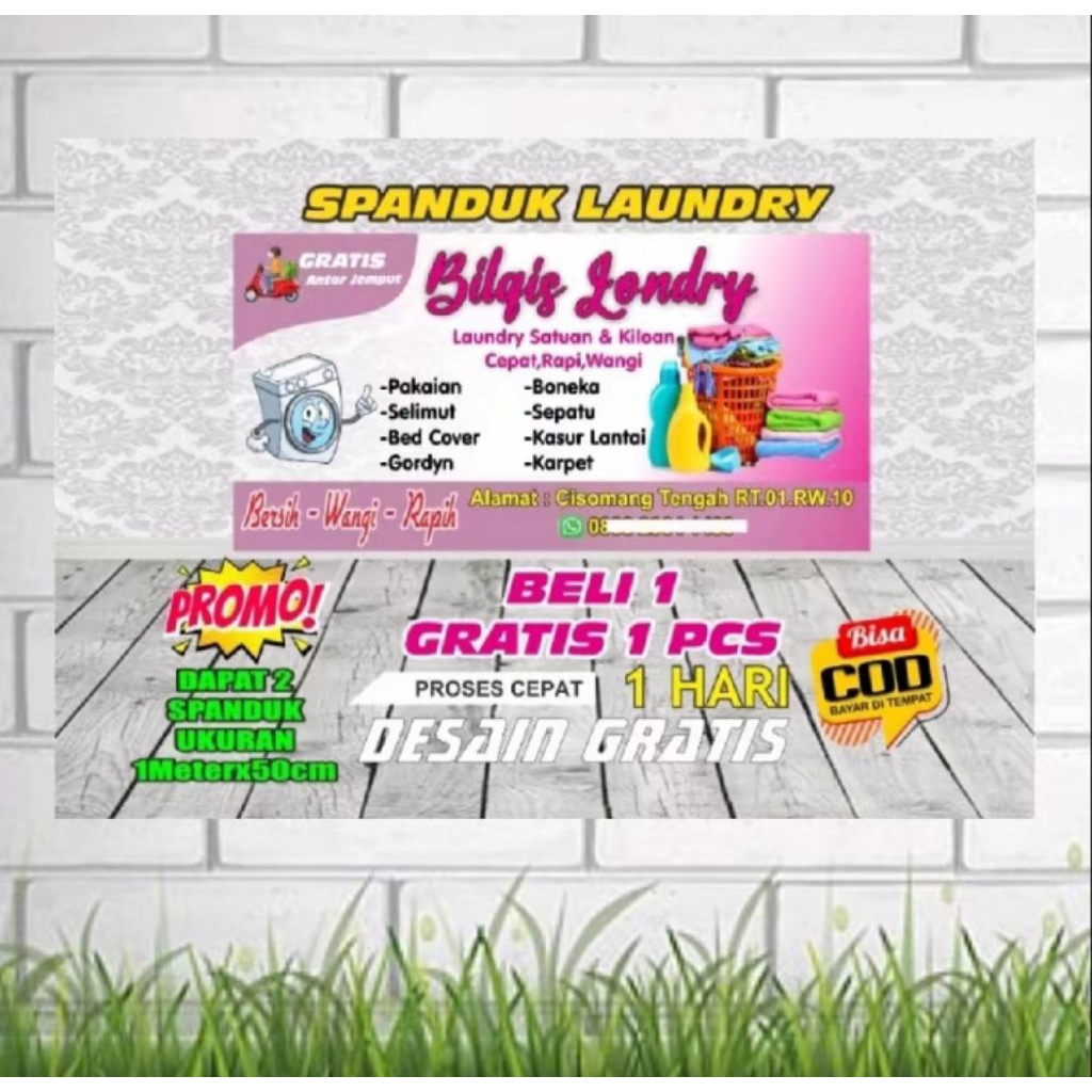 Spanduk Banner Laundry, Spanduk Banner Makanan, Spanduk Banner Sembako, Spanduk Banner Konter, Ukura