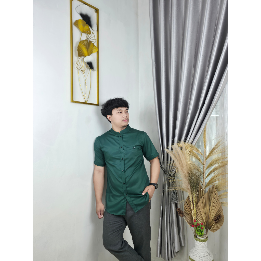 Baju koko lengan pendek pria dewasa 2025 ukuran super jumbo kemko muslim premium
