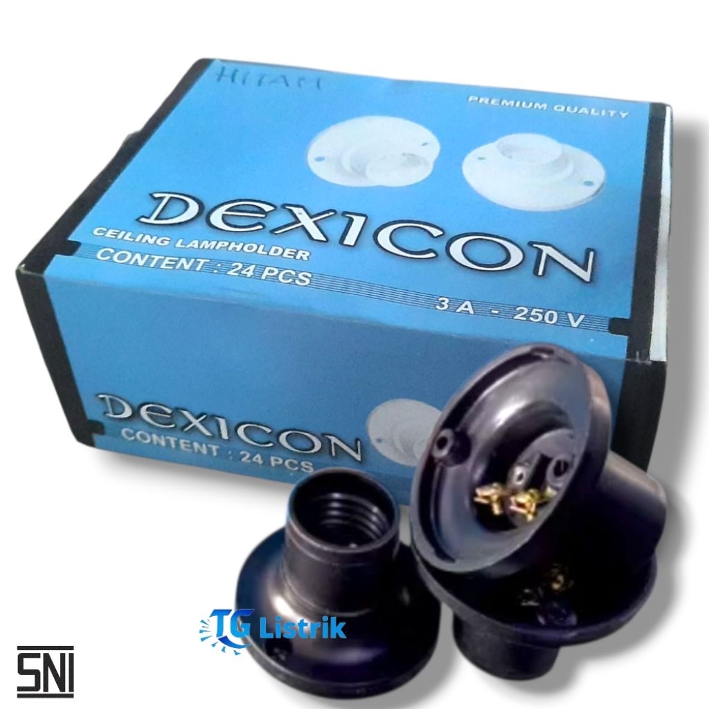 Dexicon Fitting Plafon Bulat Hitam E27 Murah Fitting Plafon Tempel Berkualitas