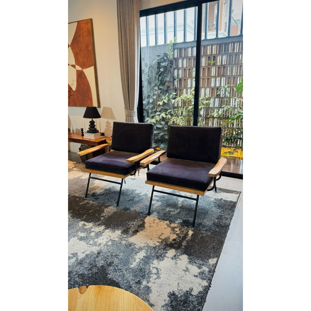 PRELOVED-2pcs KURSI SANTAI MINIMALIS KAYU JATI KLASIK | KURSI TAMU KLASIK MINIMALIS JATI | KURSI SAN