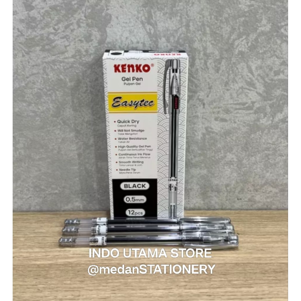 

[12 PCS] PULPEN GEL KENKO EASYTEC BLACK 0.5 MM