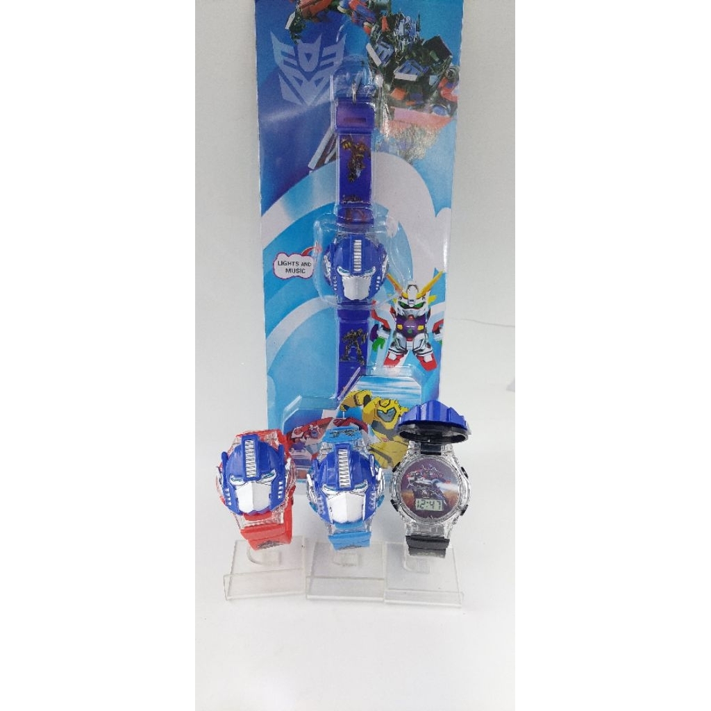 JAM TANGAN ANAK ANAK  COWOK BOX TRANSFORMER DIGITAL LAMPU MUSIK BUKA TUTUP TERBARU