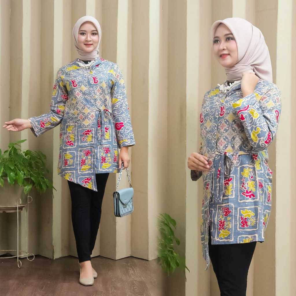 Tunik Batik Wanita Modern Terbaru Jumbo Atasan Batik Wanita Jumbo