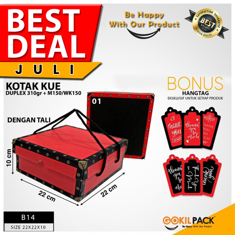 

GOKILPACK - Cake Box Red LV - Kotak Kue Kado Ulang Tahun Mewah Uk 22X22X10 cm - B14
