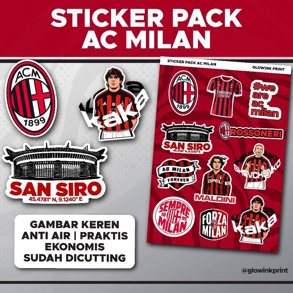 

Sticker Pack AC Milan, Sticker AC Milan, Stiker AC Milan, Sticker Motor, Mobil, Anti Air