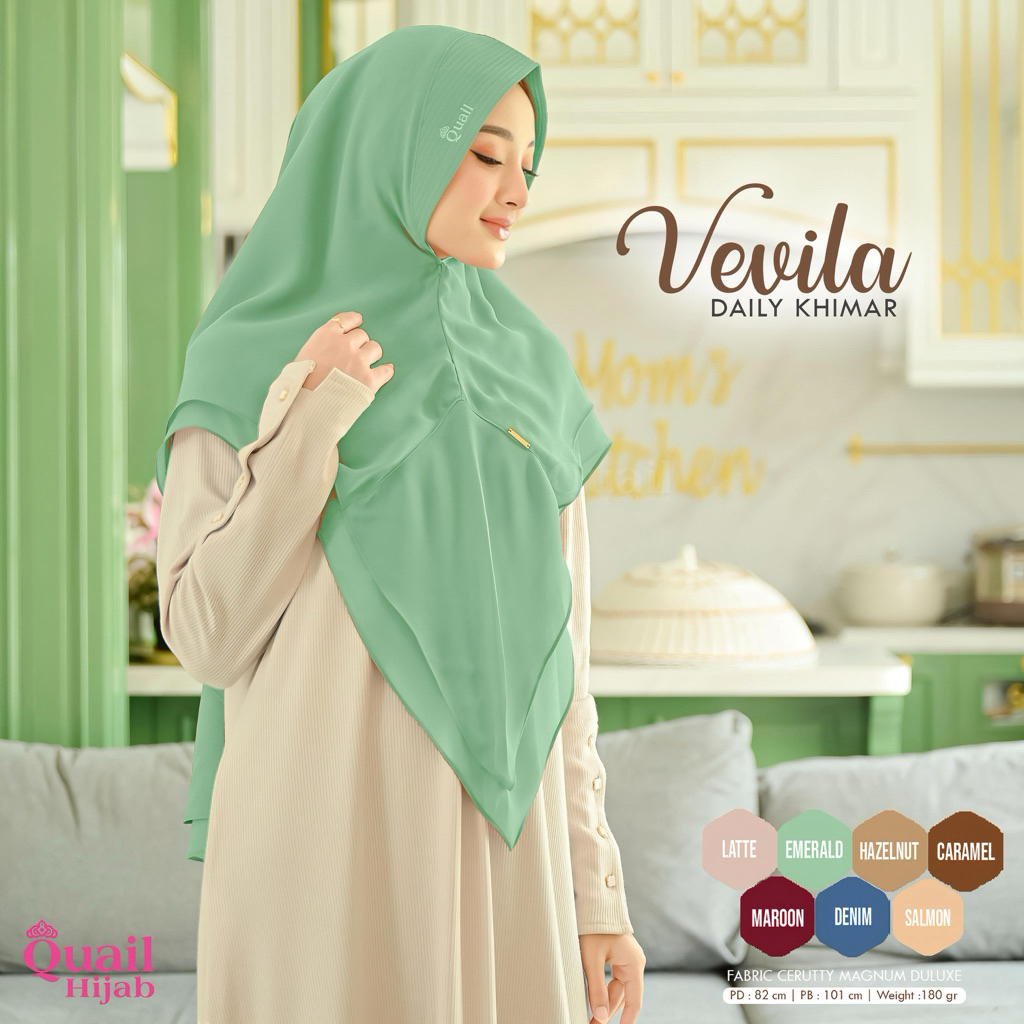 Quail Hijab - VEVILA KHIMAR 2 LAYER ORI QUAIL CERUTY PREMIUM