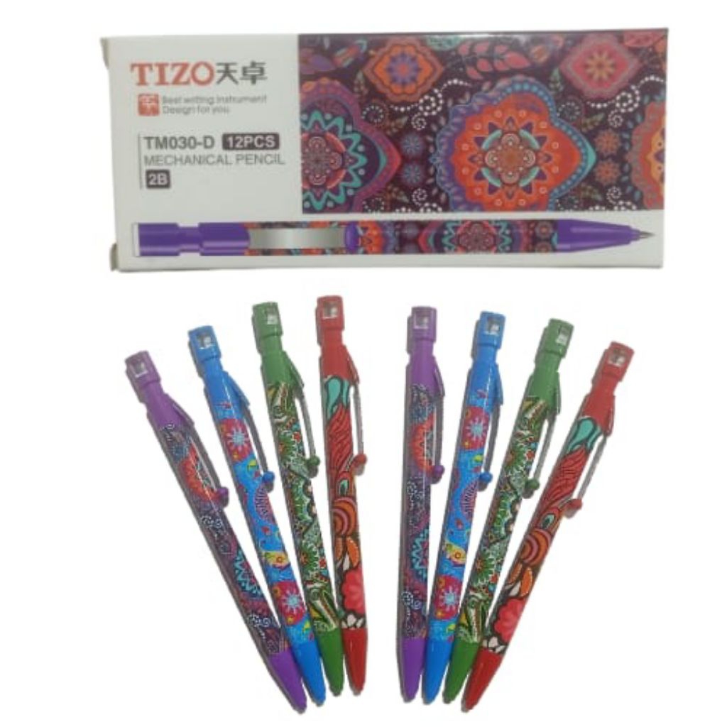 

12 PENCIL MEKANIK TIZO TM030-D MOTIF BATIK || 12 PENCIL 2B