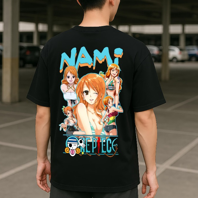 Kaos Anime One Piece Nami Terbaru - Baju Oversize Katun Combed 24s Unisex Keren | COD