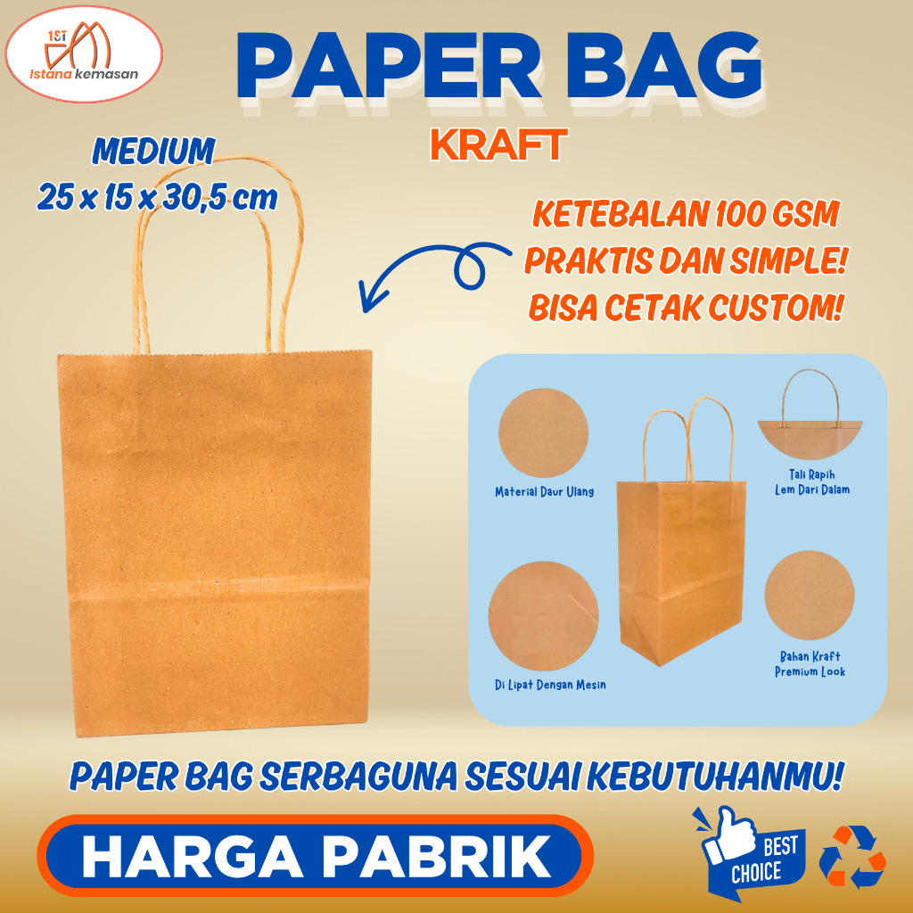 

Paper Bag Coklat Polos Ukuran Medium