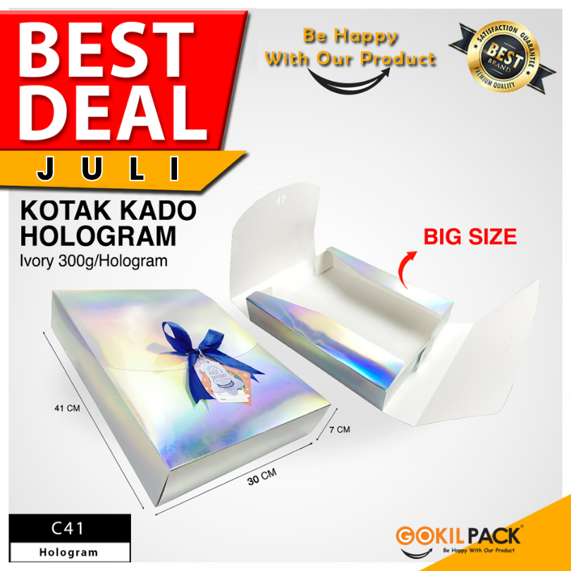 

Kotak Kado Hologram - Box Hampers - Dus Hadiah Silver Hologram - C41