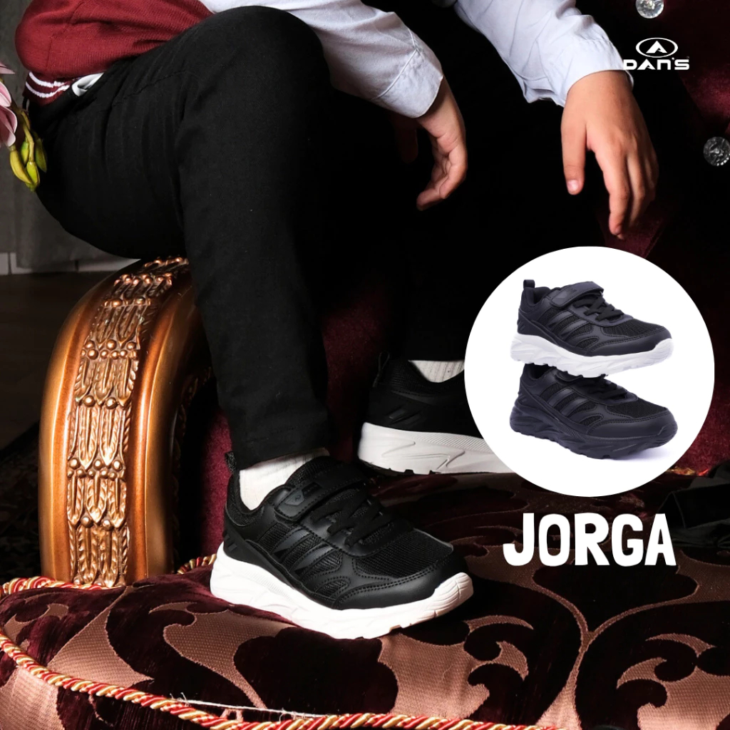 DANS - Sepatu Anak Laki-Laki - Jorga (SD) | Sneakers untuk Sekolah Warna Hitam
