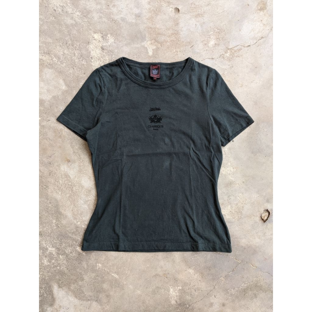 RARE Jean-Paul GAULTIER CLASSIQUE Center Logo T Shirt Black 40