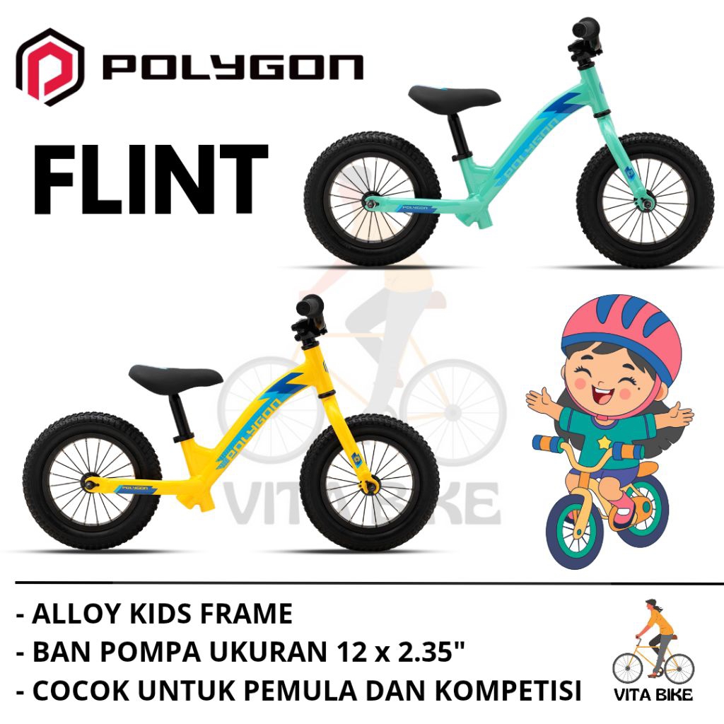 Sepeda Anak Keseimbangan Polygon Flint 12 Inch Balance Bike Push Bike