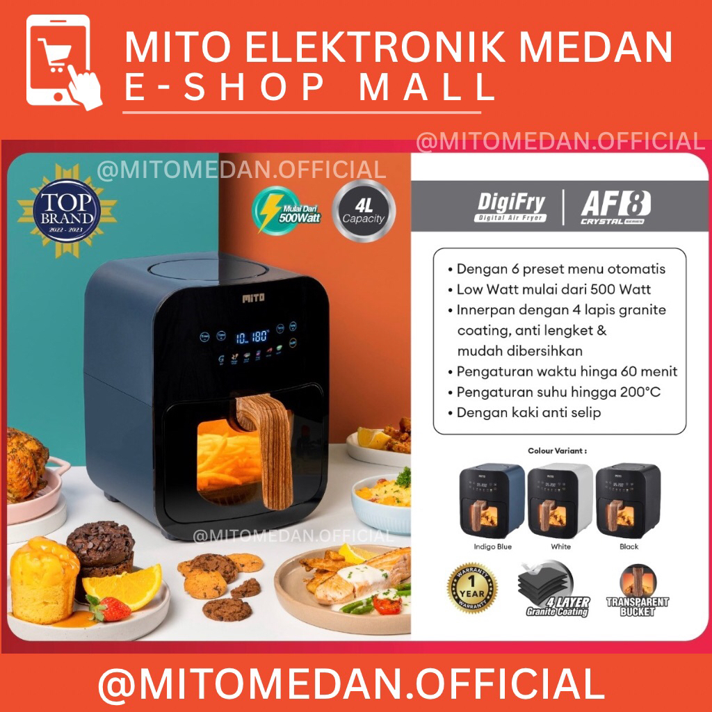 MITO MEDAN - Mito Air Fryer AF8 4L Crystal Series