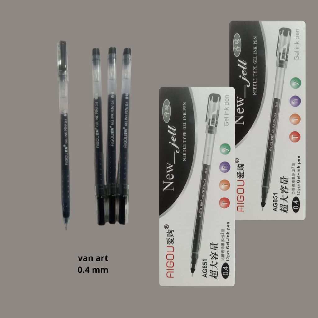 

BALLPOINT / PULPEN AIGOU NEW JELL ISI TINTA HITAM || 12pcs PULPEN 0.4 mmp
