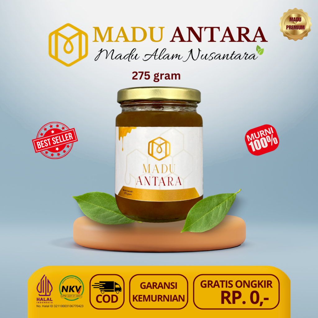 

MADU ANTARA - Madu Premium 100% Bersertifikat NKV Madu Murni 275 Gram - Asli Tanpa Campuran