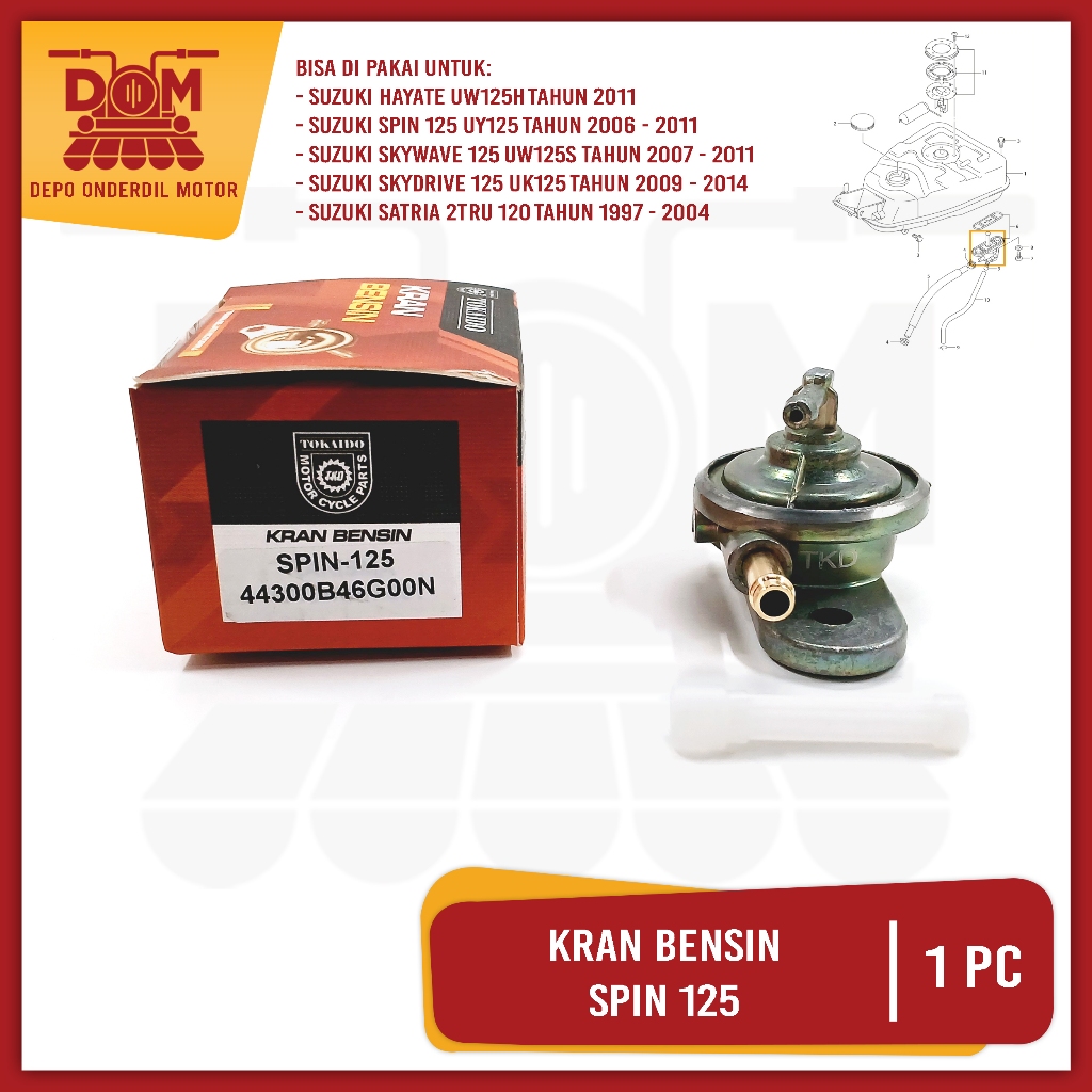 Kran Bensin Vakum Spin 125 (TOKAIDO)Membran Fuel Keran Tangki Minyak Karburator Hisap Hayate Skywave