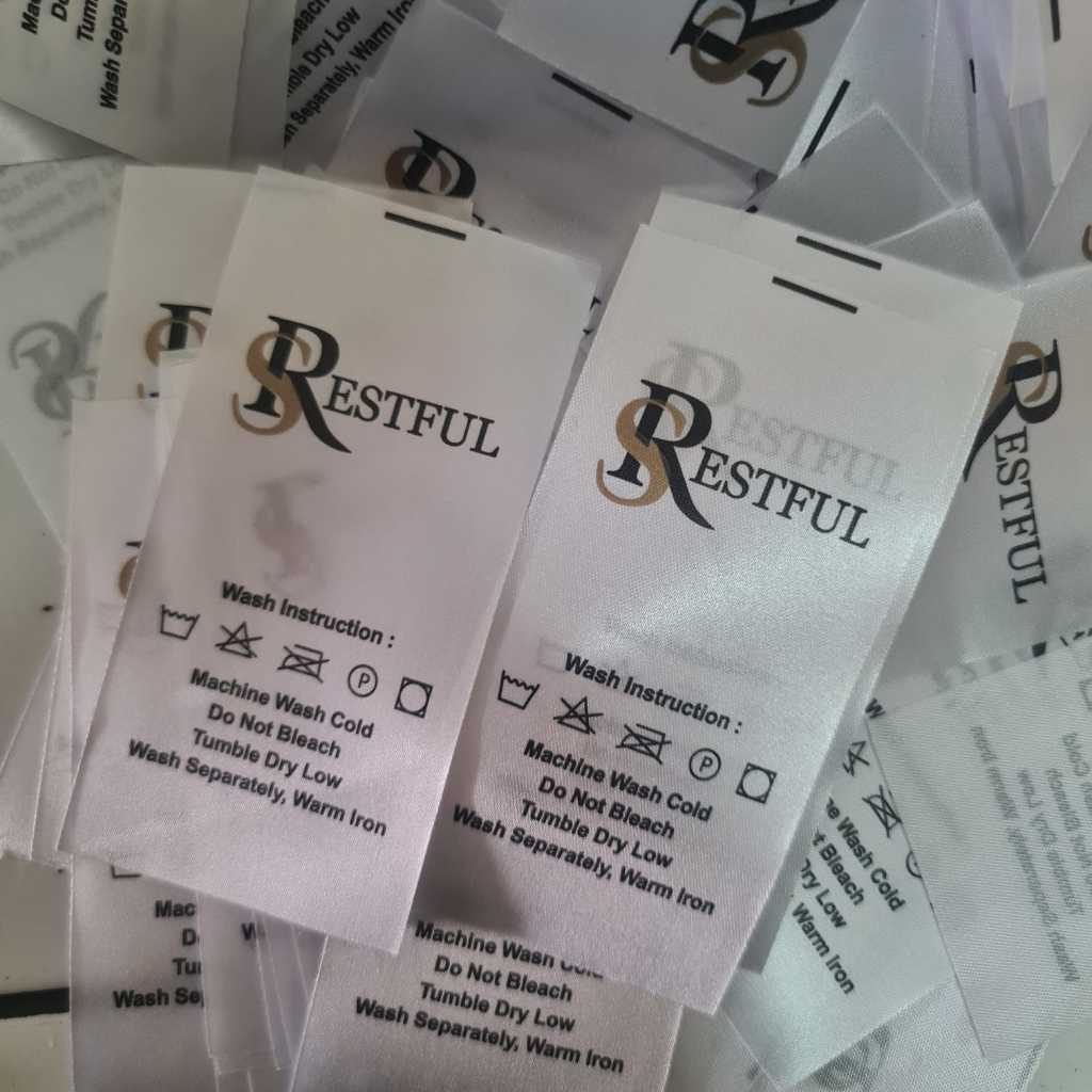 

custom satin print 2 warna label satin label washing label baju wash tag