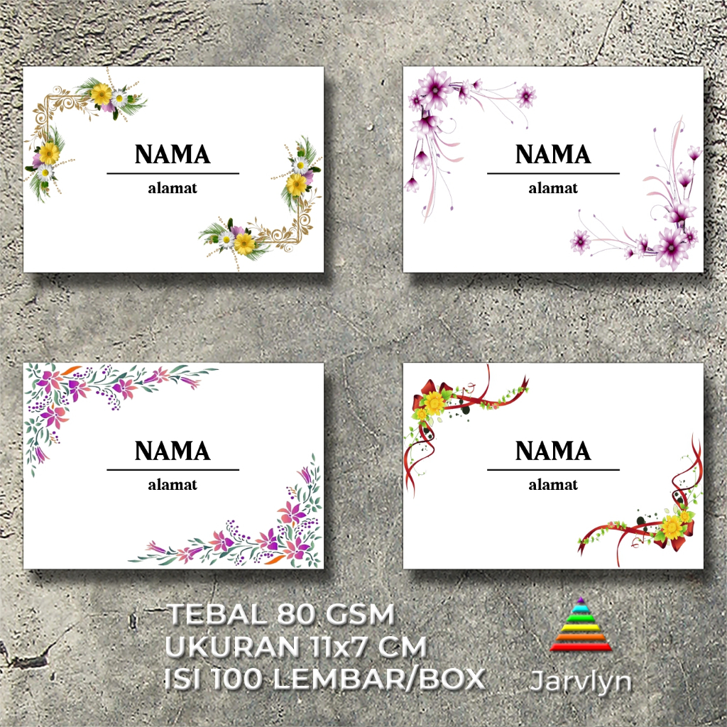 

Amplop Undangan Custom ukuran 11x7cm Cetak Nama dan Alamat Floral Series 99
