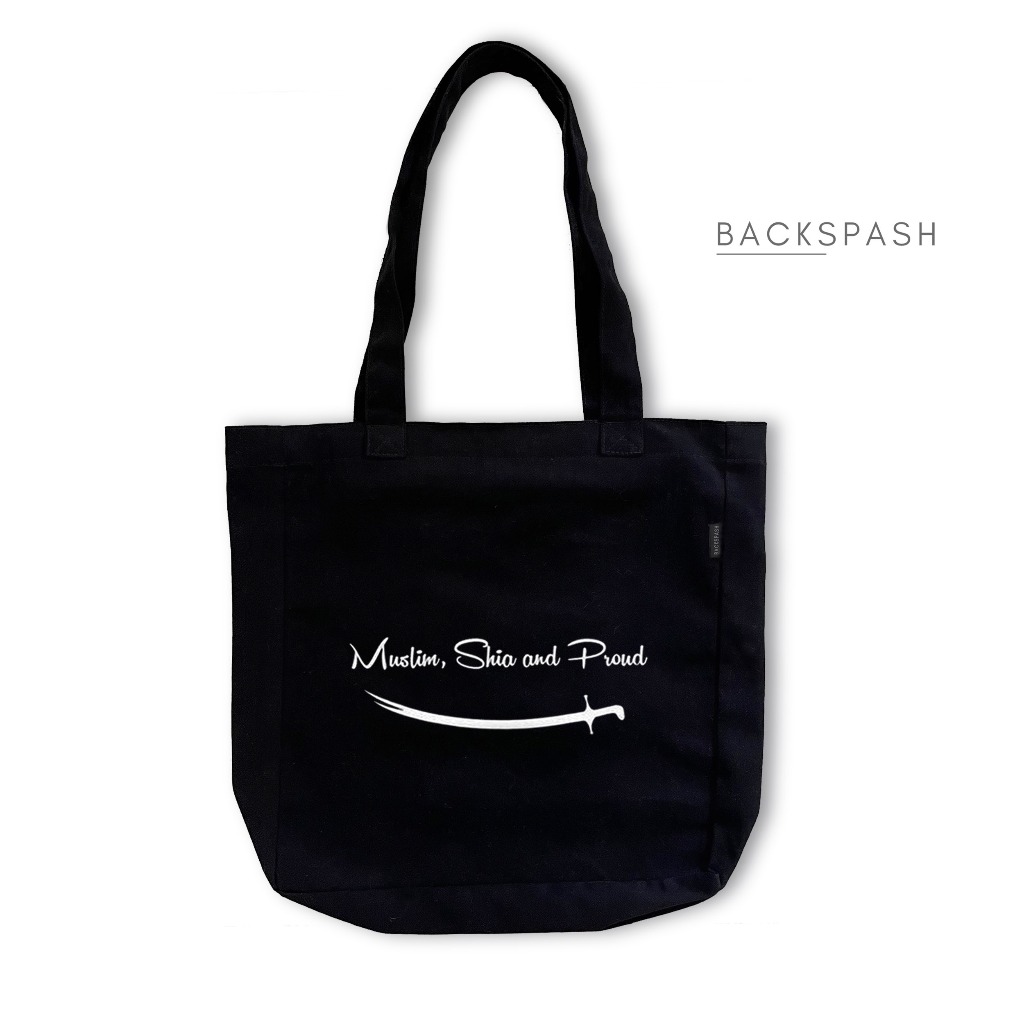 Tote bag Kanvas Hitam Resleting Qoutes Kata Kata Islami D3 - Tas Totebag Kuliah Pria Wanita TKH