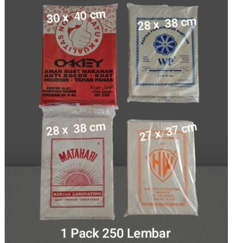 Kertas minyak coklat /kertas minyak bungkus makanan/kertas minyak bungkus nasi isi 250 lembar