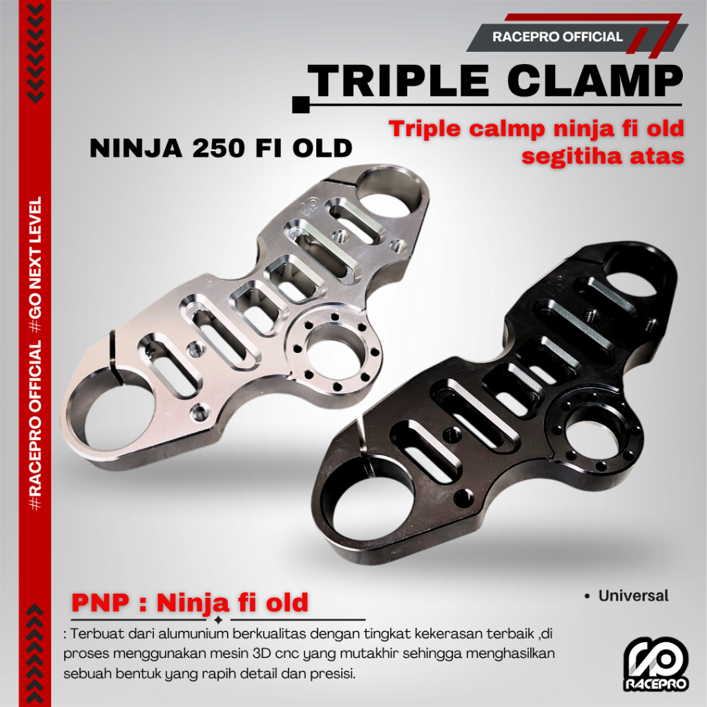 TRIPLE CLAMP NINJA 250FI OLD SEGITIGA ATAS NINJA 250 FI OLD RACEPRO TRPLE CLAMP NINJA 250