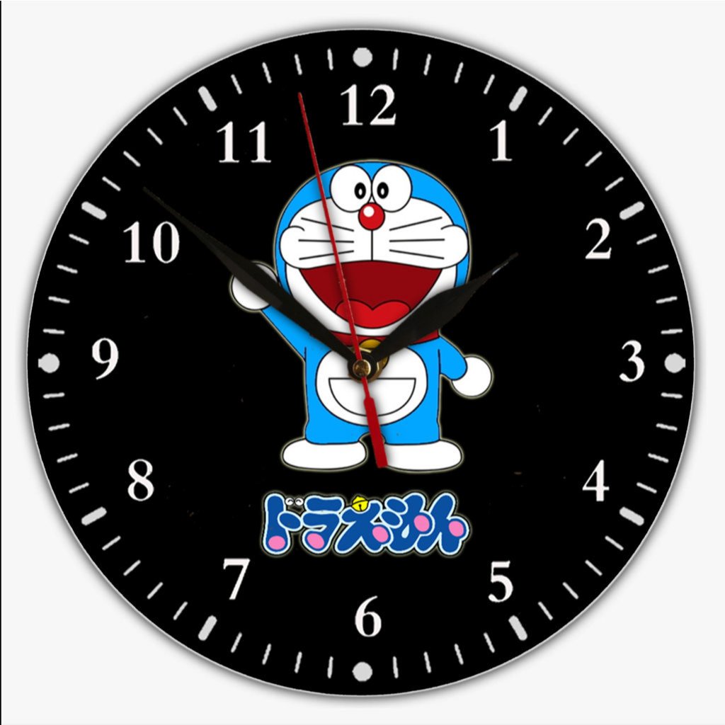 Jam Dinding DORAEMON Aesthetic Ruang Tamu Kayu PVC