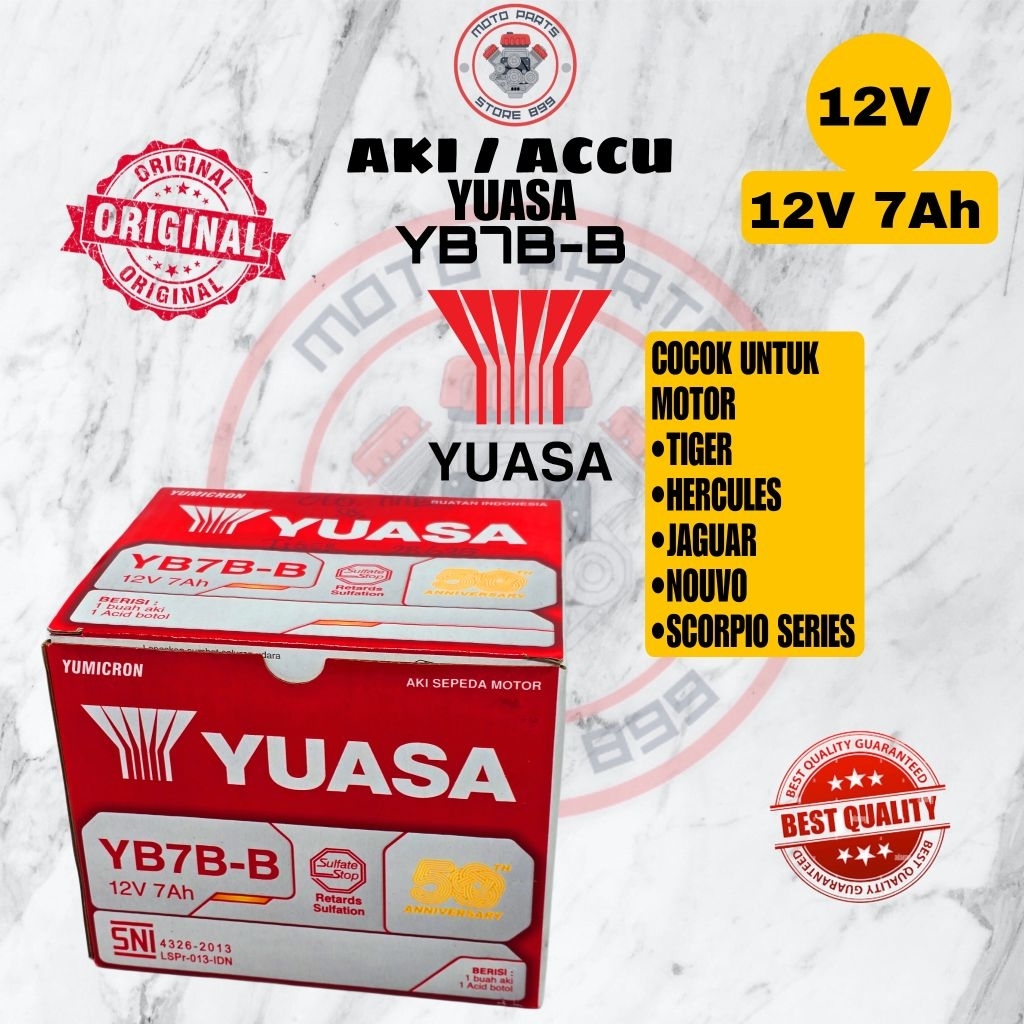 AKI ACCU YUASA ORIGINAL YUASA AKI MOTOR YB7B-B ORIGINAL KOMPATIBEL HONDA YAMAHA