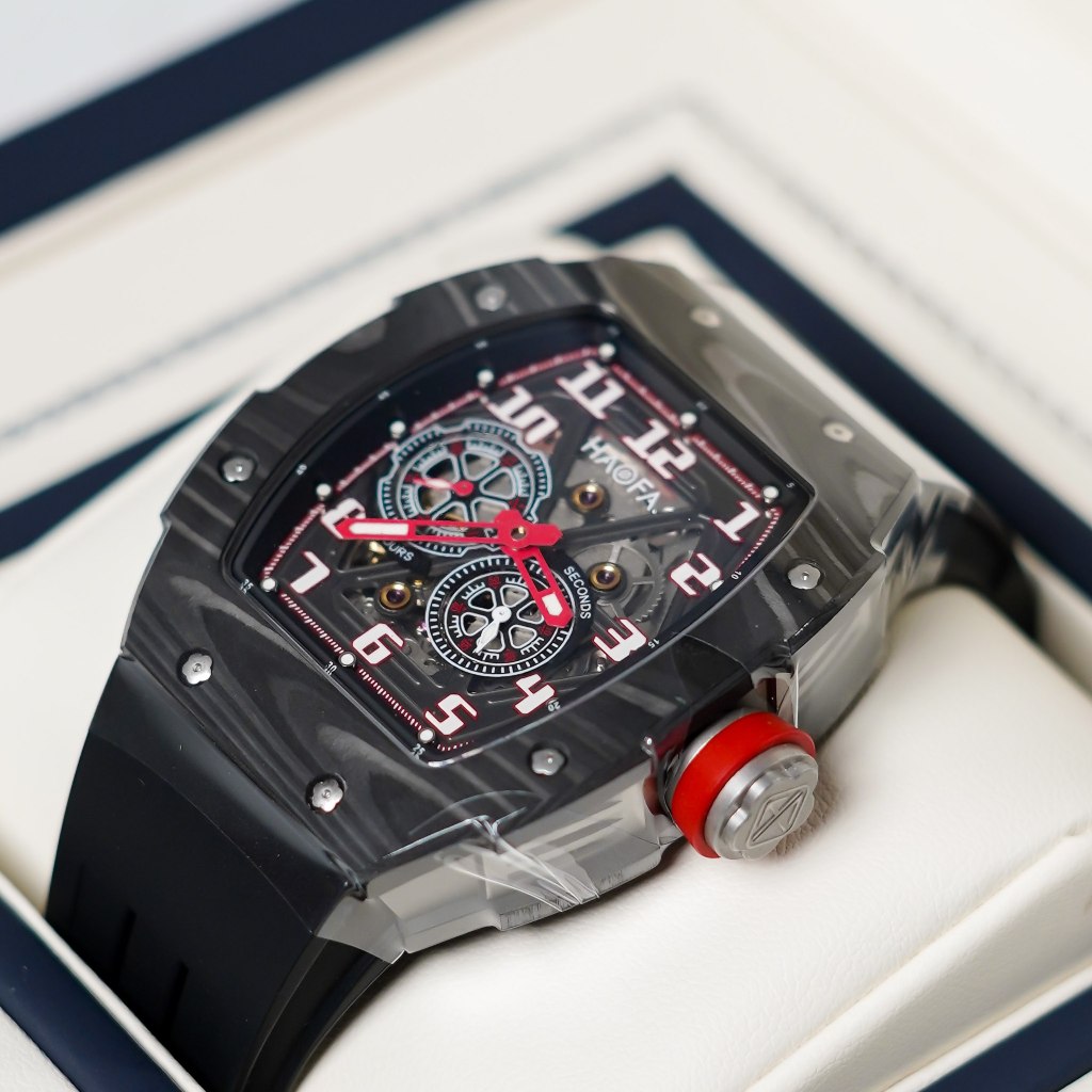 Jam Tangan HAOFA TOURBILLON CARBON BLACK RED RIM WATCH 100% ORIGINAL