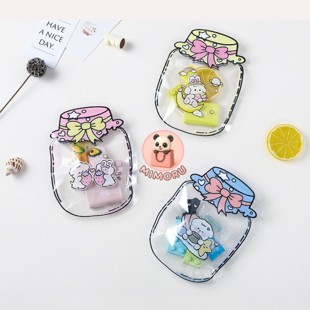 

Plastik Ziplock Cute Jar Goodie Bag Seal Klip Retro Hamper Ulang Tahun Birthday Bingkisan Souvenir Hadiah Packaging Snack Cookie Candy Permen