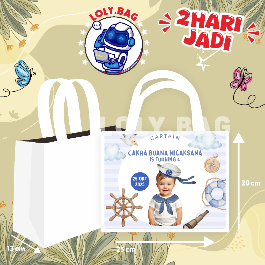 

Tas Ulang Tahun / Tas Terlaris / Tas Ultah / Goodie Bag Ultah / Tas Ulang Tahun Anak / Tema Sailor