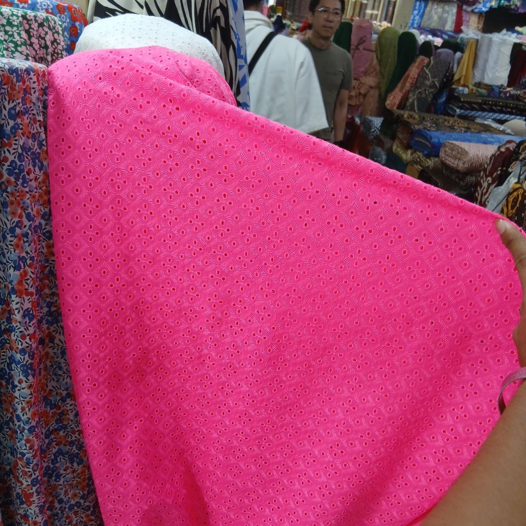 Kain katun bordir bolong kain katun bolong import