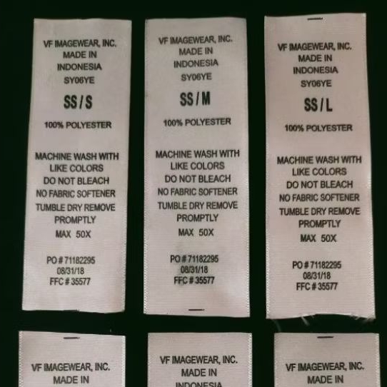 

label size wash label tag vf imagewear