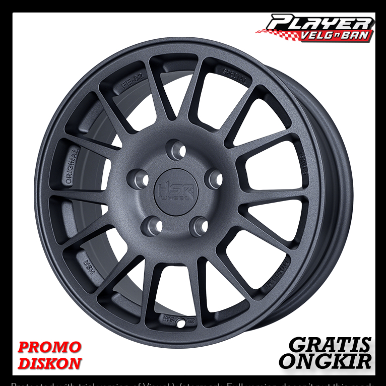 VELK MOBUIL RACING RING15 UNTUK INNOVA ERTIGA PELEK HSR FE02 R15 LEBAR6,5 PCD5X114,3 ET42 SANDY GREY