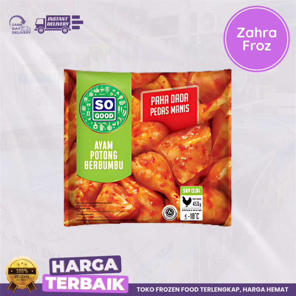 

SO GOOD AYAM POTONG BERBUMBU PAHA DADA PEDAS MANIS 450 GR