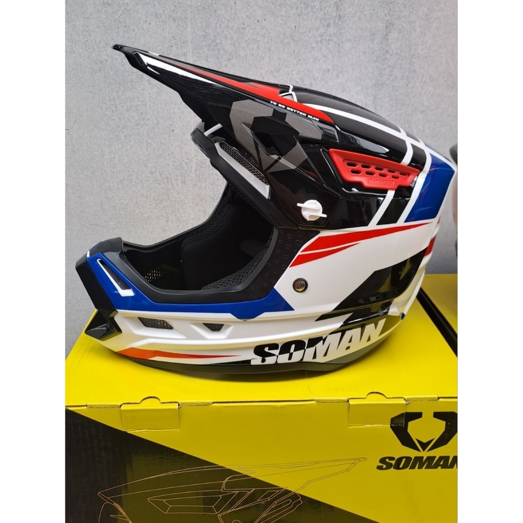 Helm Downhill/Trabas Soman M12 Blue Red White Aviator