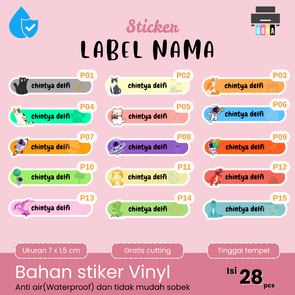 

STIKER LABEL NAMA VINYL GLOSSY ANTI AIR