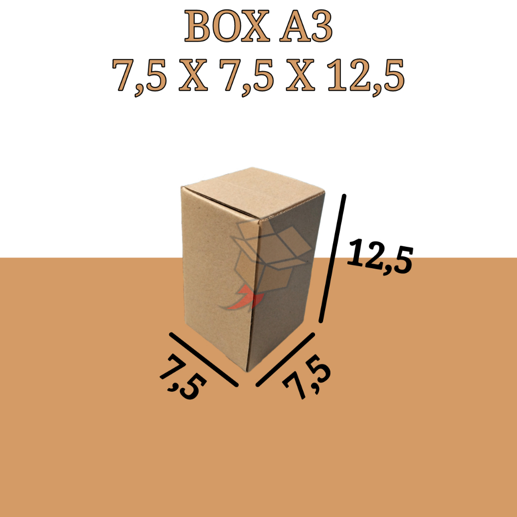

Kardus Polos Karton Box Coklat Eflute DieCut A3 7,5 x 7,5 x 12,5